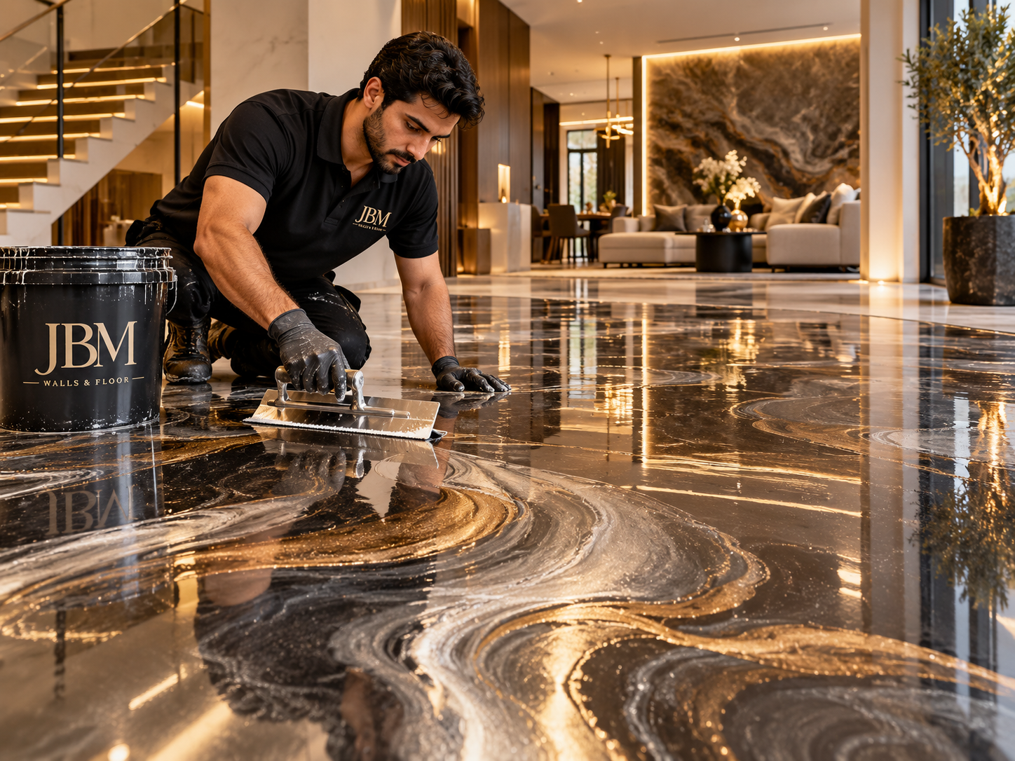 Metallic epoxy flooring by JBM Walls and Floors