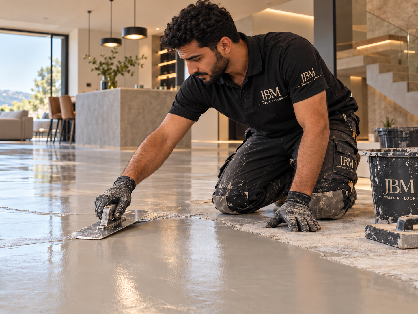 Micro-topping flooring by JBM Walls and Floors