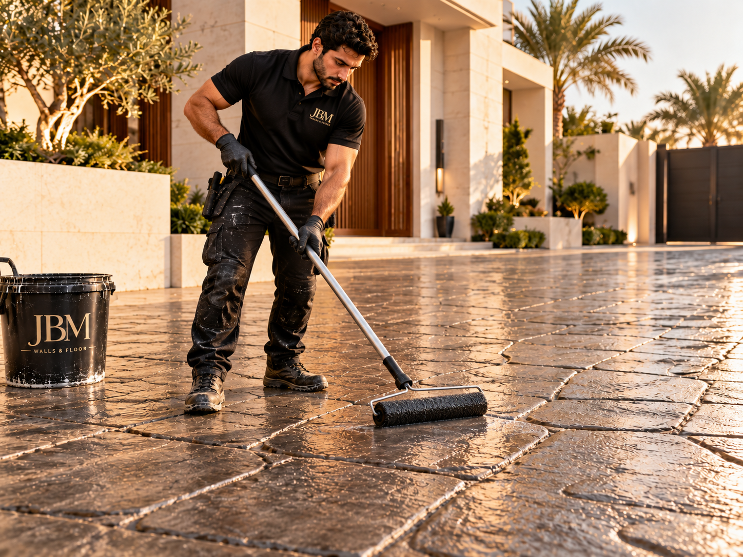 Stamped concrete flooring by JBM Walls and Floors